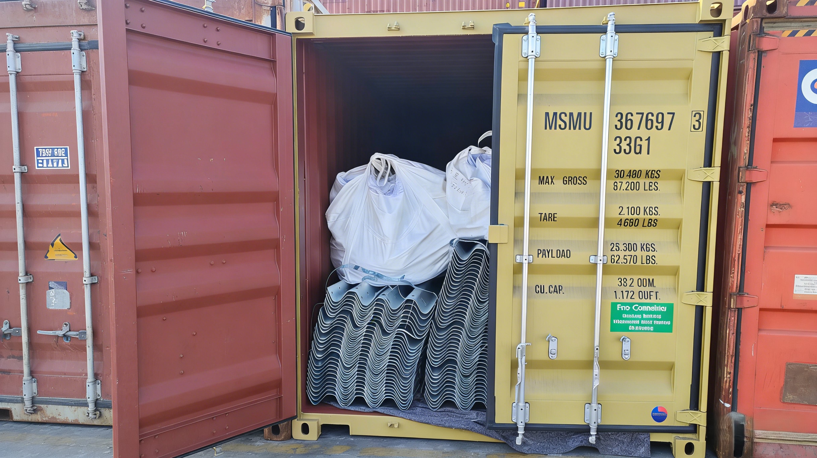 Container loading comparison showing improved capacity with SRPV700D ZAM steel brackets